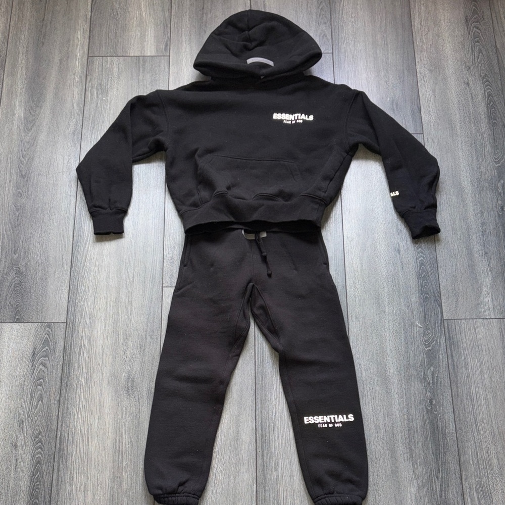 Essentials Kids Black Sweatpants & Hoodie Set